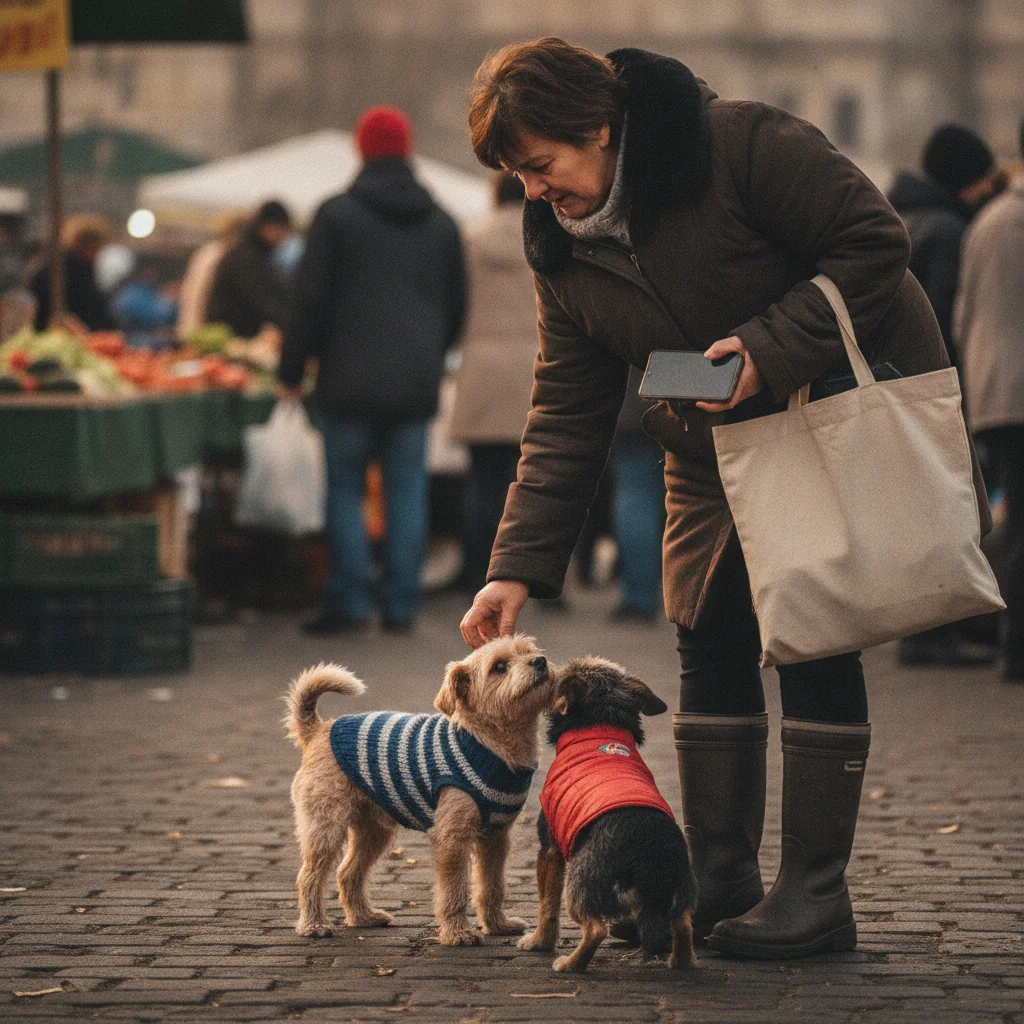 Doi câini cu veste colorate au fost văzuți singuri pe Strada Verigei din București