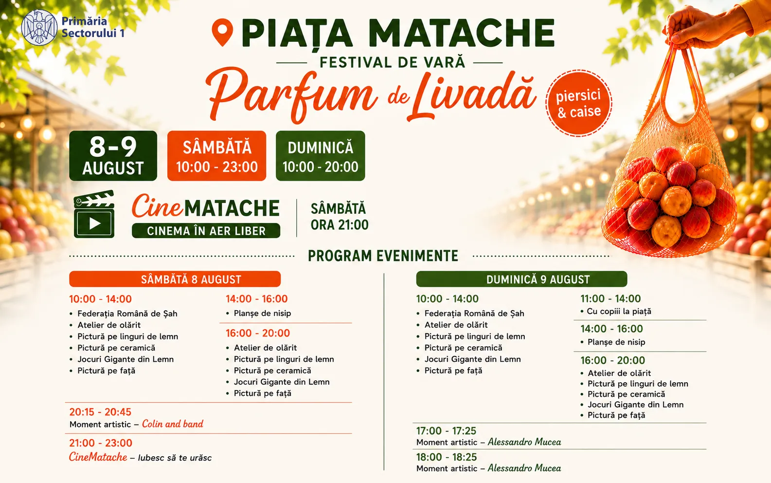 „Parfum de Livadă” în Piața Matache: programul pe 9 august