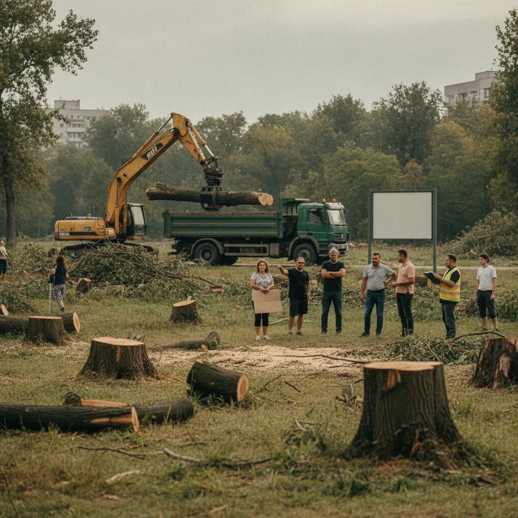 Peste 30 de arbori înalți, tăiați în Parcul IOR din București. Zona de 12 hectare rămâne în centrul disputelor