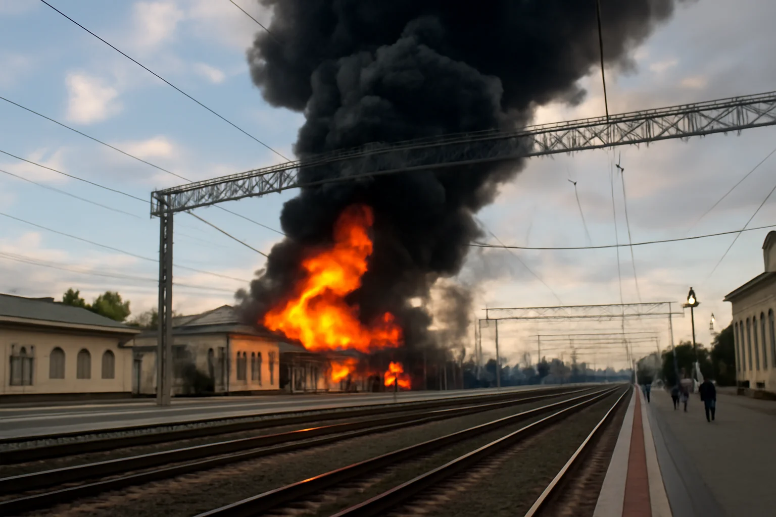 Sector 1, str. Caransebeș: incendiu la depozit — ~10 mc traverse de lemn