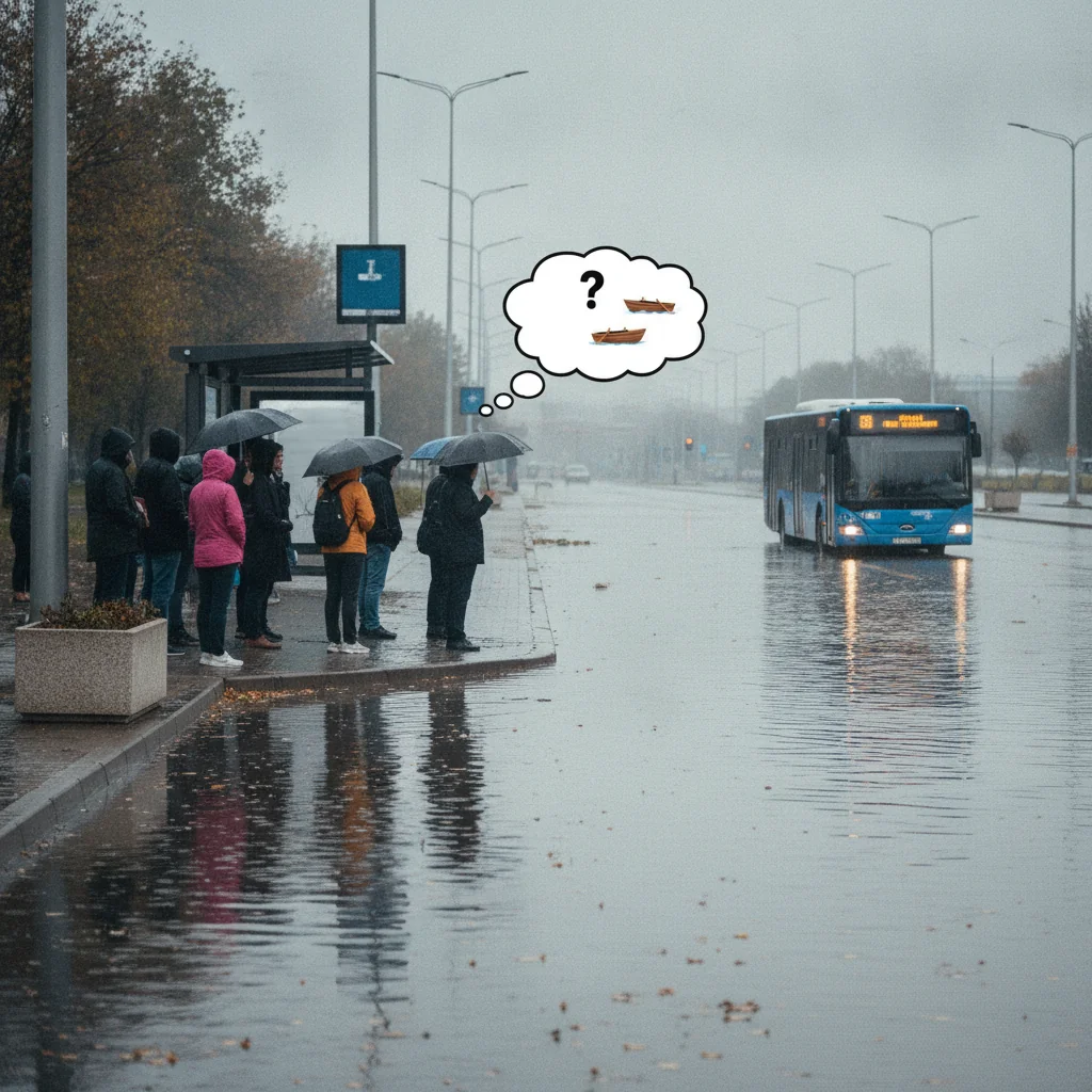Stația STB Aeroport Băneasa, acoperită de apă după ploaie